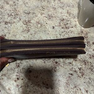 Brown Wallet with Gold Zippers